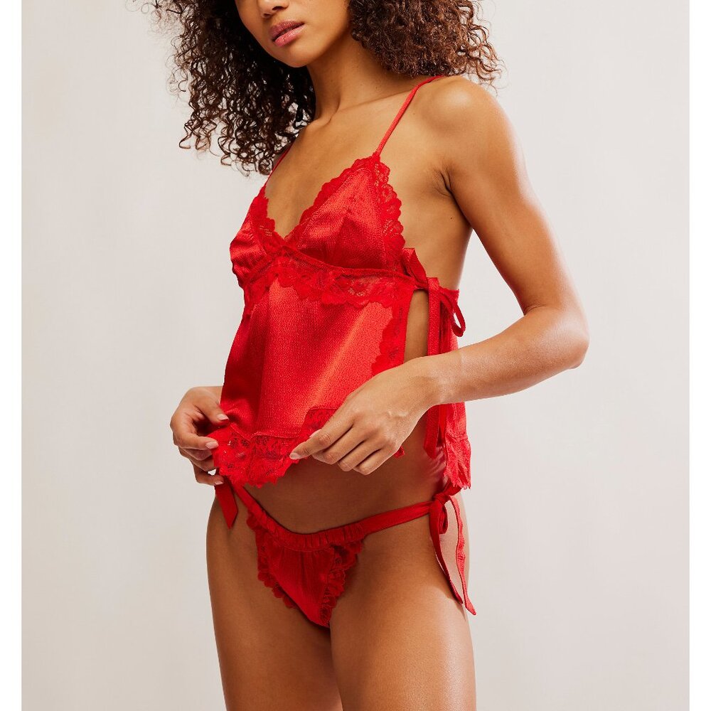 NWOT FREE PEOPLE First Blush Cami + Panty Set XL Red Goji Berry